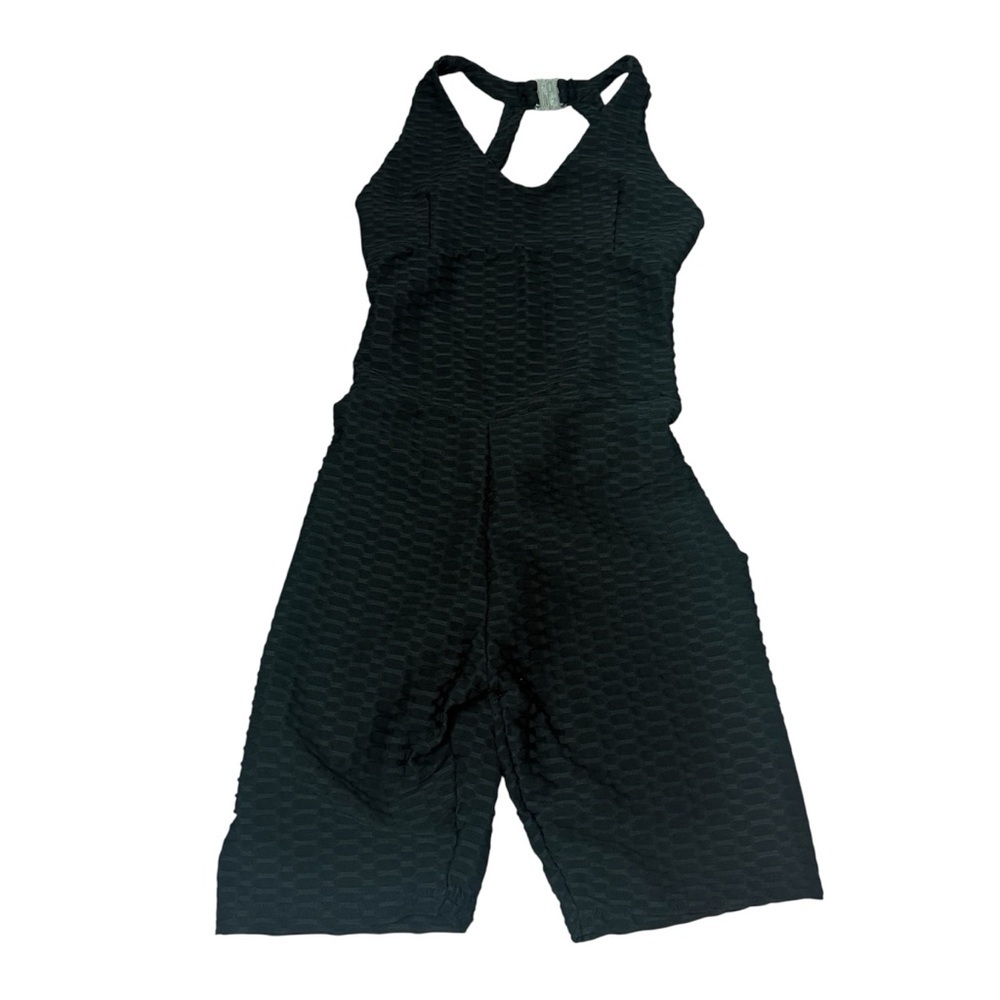 Sports jumpsuit honeycomb textured shorts jumpsuit